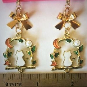 Betsey Johnson style cat bow earrings